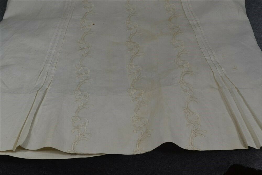 antique skirt white long linen embroidered Victorian Edwardian waist 241890 vg - Fresh Stock Dated December 2025