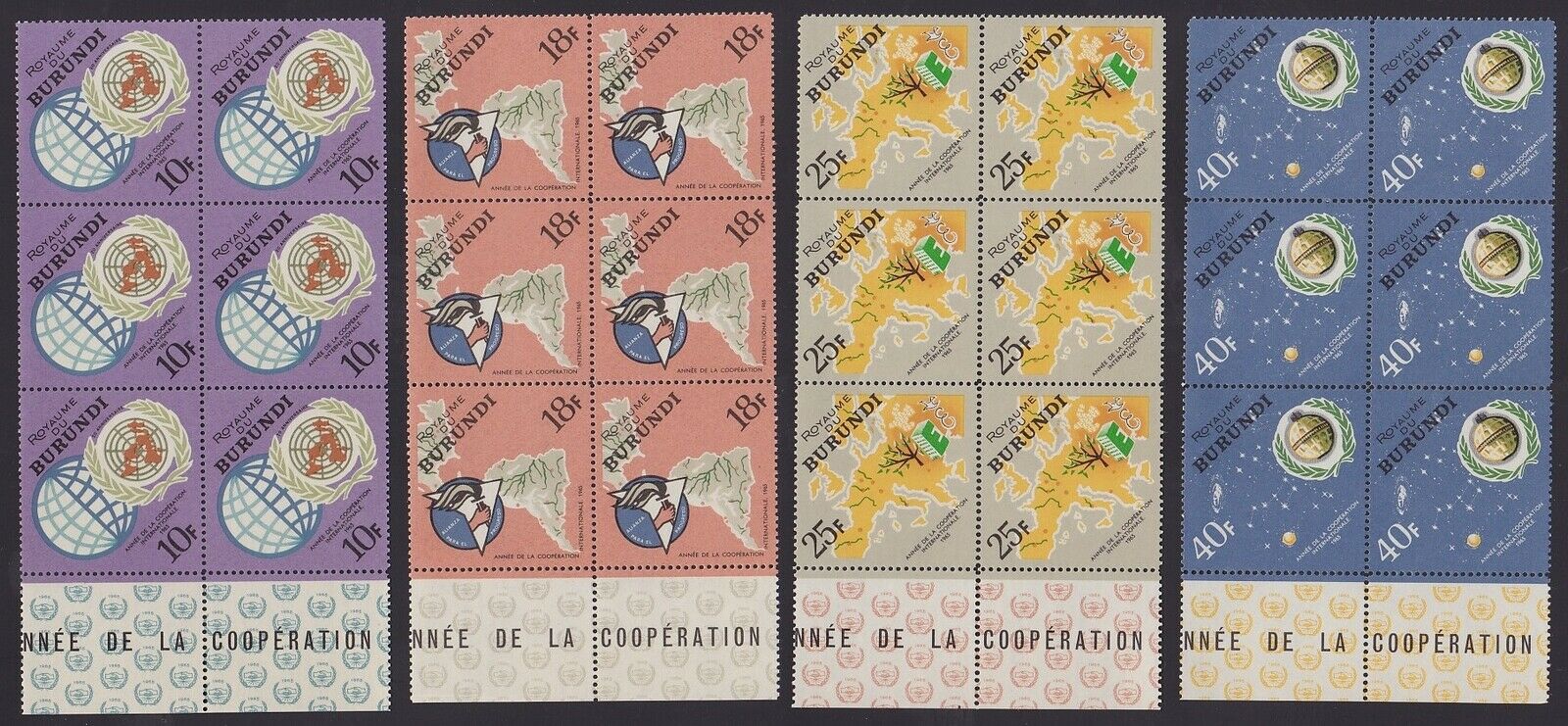 Burundi 1965 COOPERATION stamp Set Cob 161/167 (x6) - MNH Part of Sheets...A5625 - Fresh Stock Dated January 2026