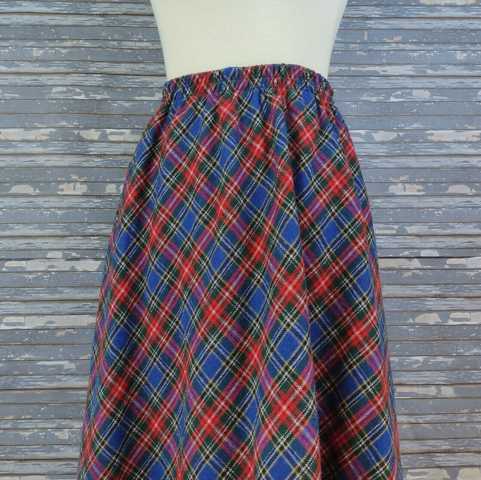 Vintage Requirements Blue Plaid Wool Blend Midi Skirt Waist 30 Size Medium - Fresh Stock Dated March 2026
