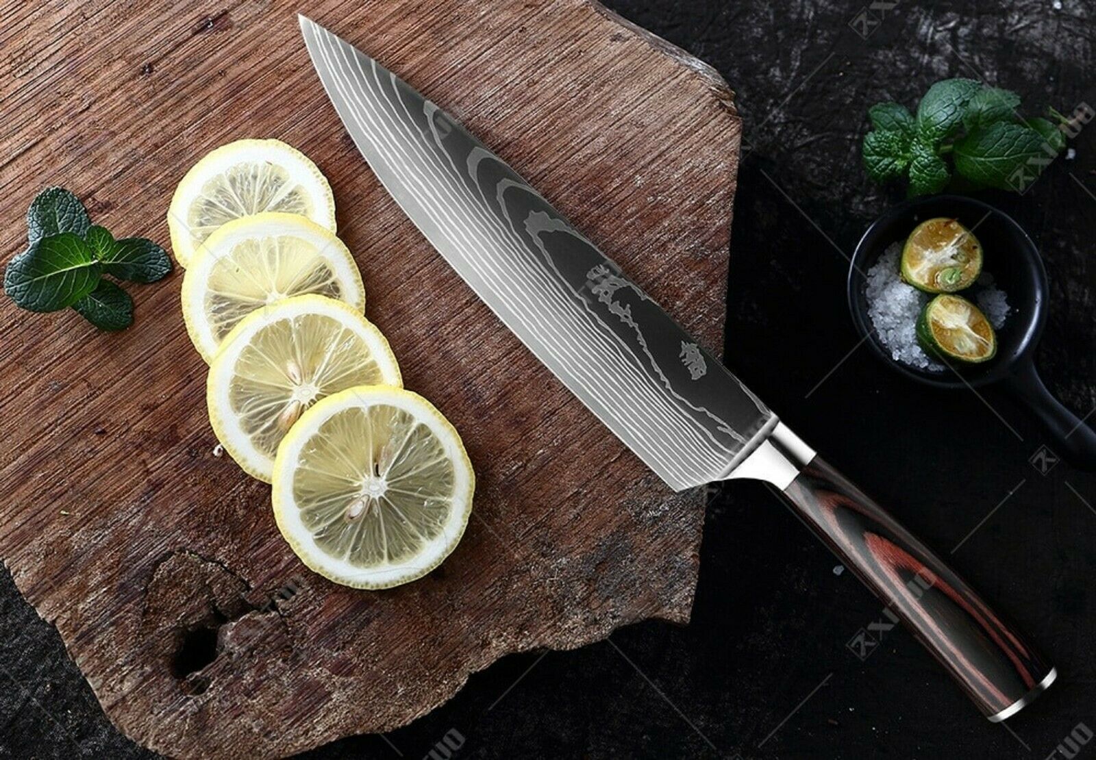 Kitchen Chef Knife Stainless Steel Damascus Pattern Sharp Cleaver Knife Japanese - Fresh Stock Dated January 2026