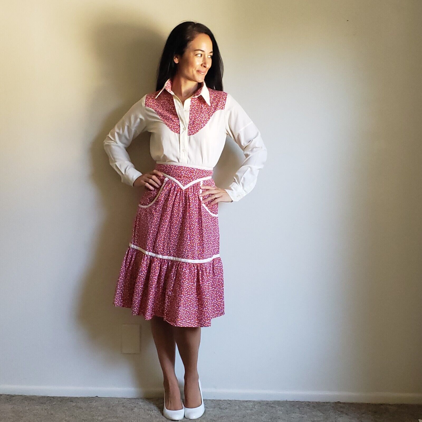 1970s Vintage Country Girl Western Skirt Set Leotard - Fresh Stock Dated March 2026