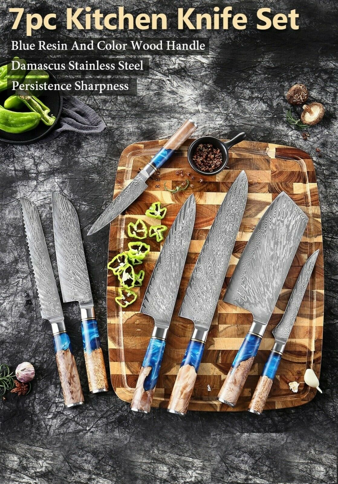 Kitchen Chef Knife Stainless Steel Damascus Pattern Sharp Cleaver Knife Japanese - Fresh Stock Dated January 2026