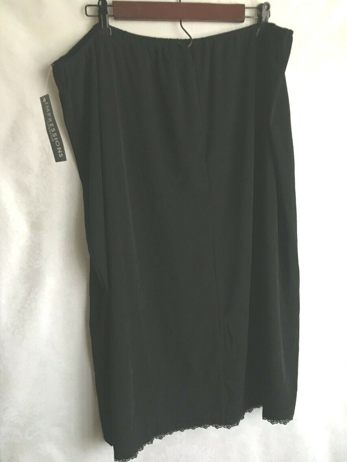 Impressions Lifestyle Black Stretch Skirt 3X Slip Thin Jersey Knit Lace Hem S2 - Fresh Stock Dated March 2026