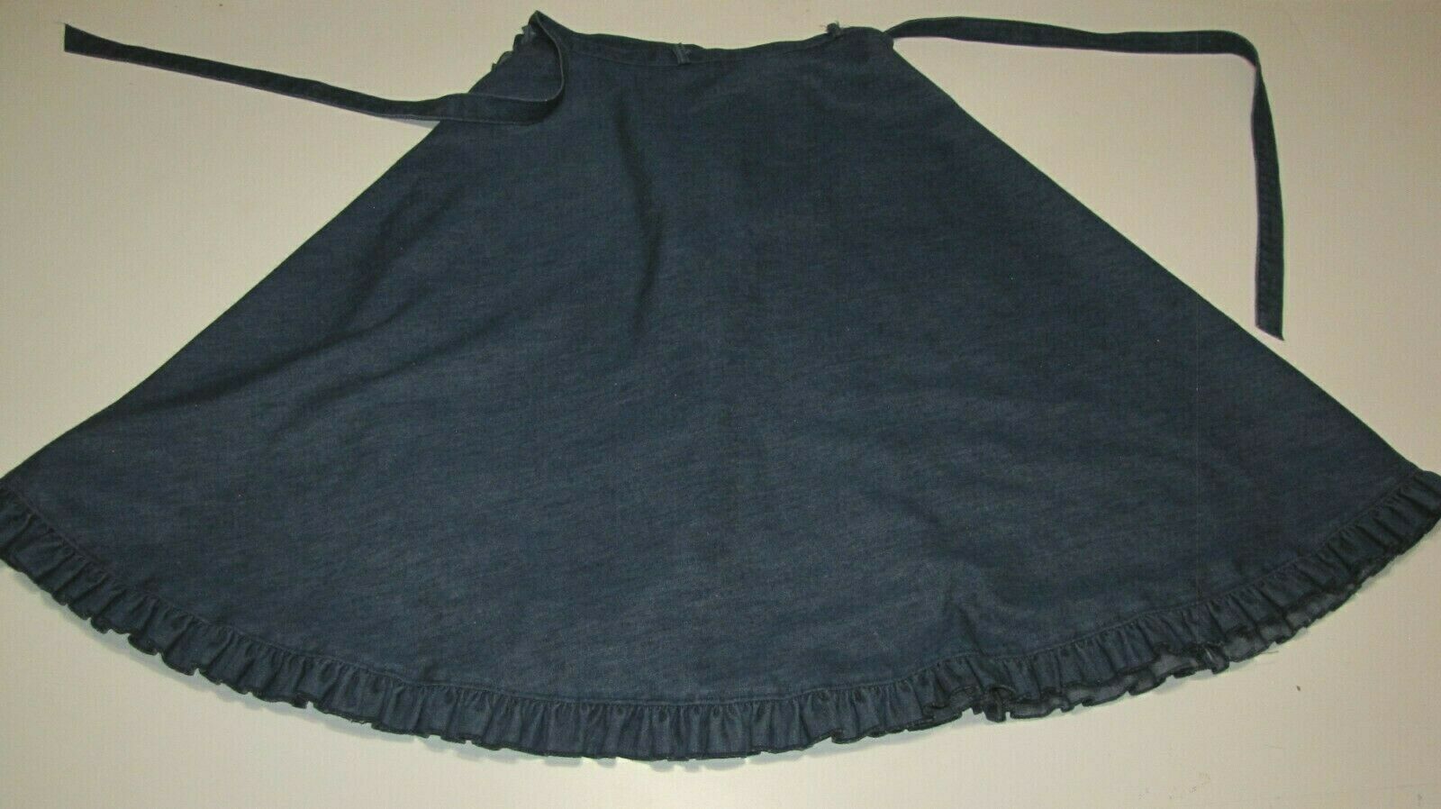 VTG USA Joyce Denim Wrap Skirt Full-circle Ruffled-hem Blue Woman S-M - Fresh Stock Dated February 2026