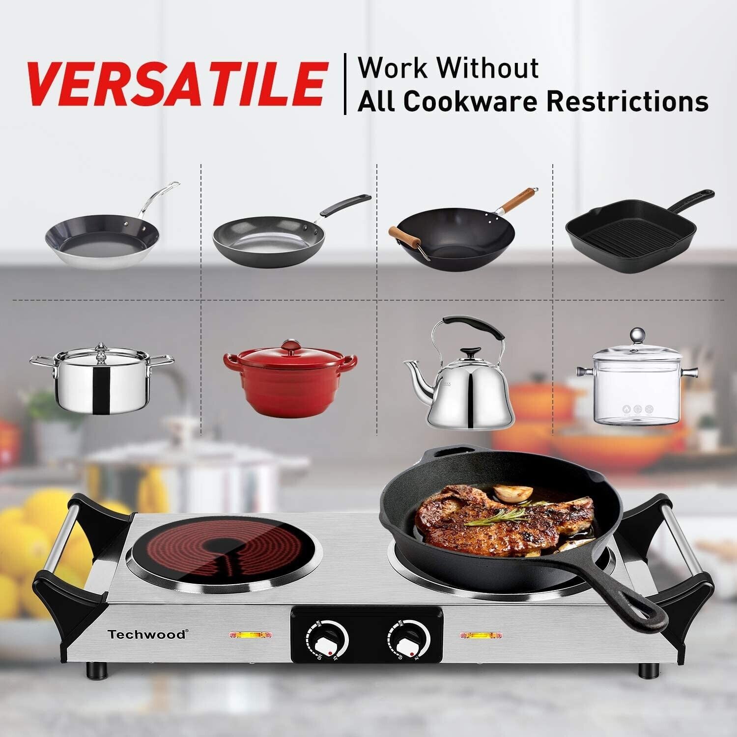 Electric Stove Double Infrared Ceramic Hot Plate For Cooking Two Control Cooktop - Fresh Stock Dated February 2026