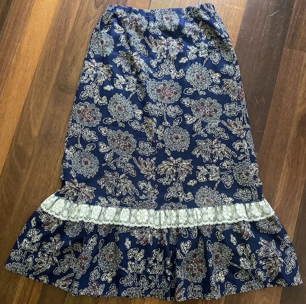 Tumbleweeds Maxi Skirt Prairie Boho Lace Western Size L XL Navy Vintage 70’s - Fresh Stock Dated March 2026