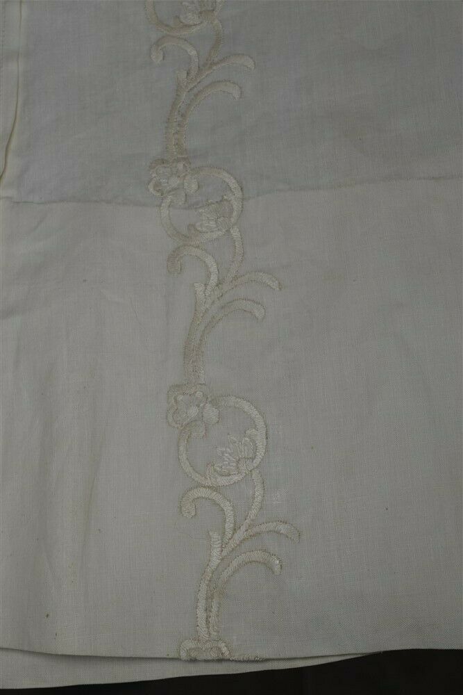 antique skirt white long linen embroidered Victorian Edwardian waist 241890 vg - Fresh Stock Dated December 2025