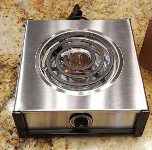 NOS NEW Vintage Portable Grants Electric Table Range Hot Plate Chrome  1970's - Fresh Stock Dated December 2025