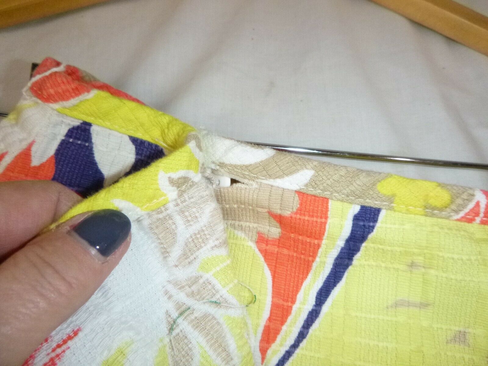 Vtg 60s 70s Textured Heavy Cotton Floral Wrap Skirt No Tag 26