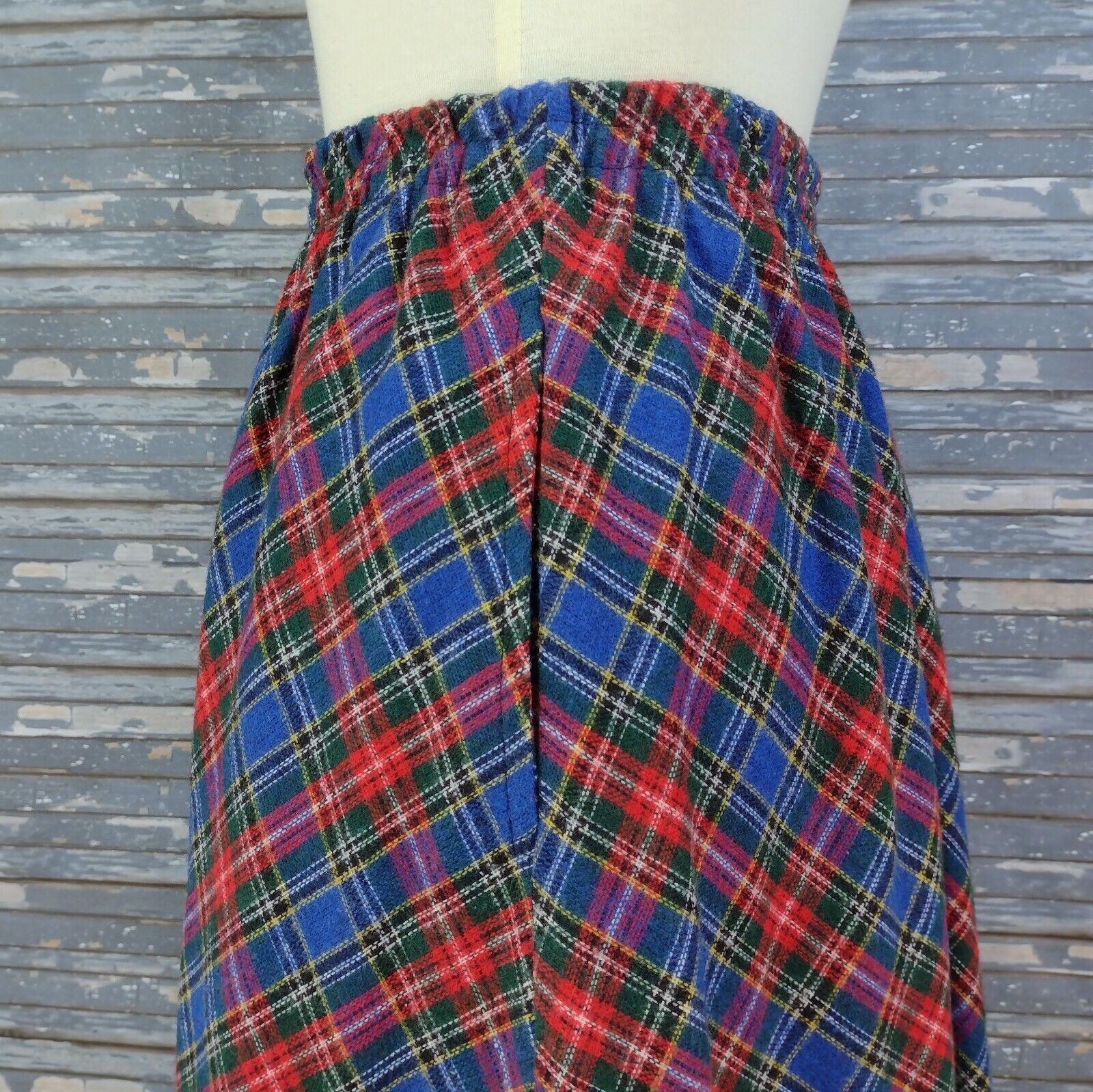Vintage Requirements Blue Plaid Wool Blend Midi Skirt Waist 30 Size Medium - Fresh Stock Dated March 2026