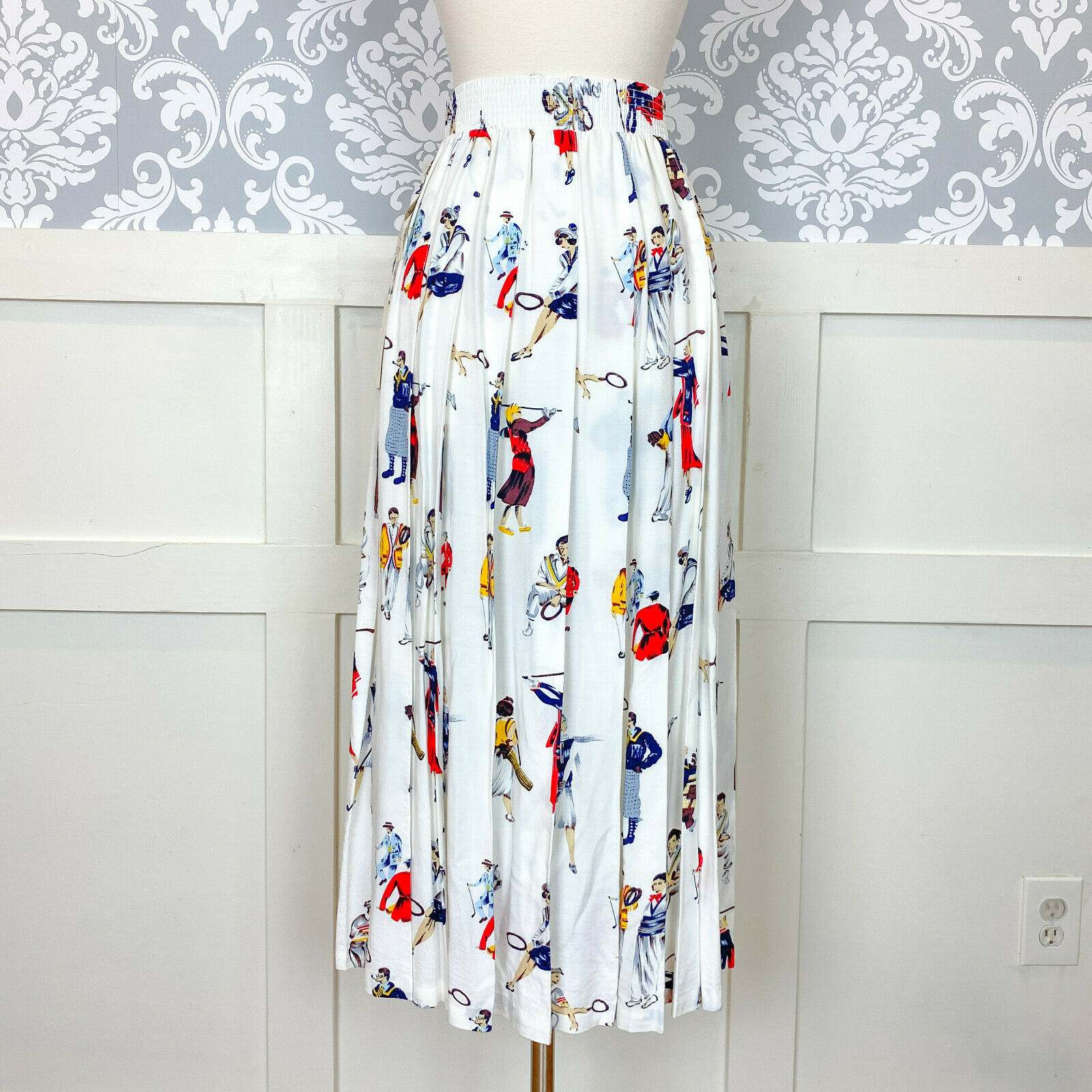 1980s Vintage Novelty Golf Print Circle Midi Skirt Size Small/Medium - Fresh Stock Dated February 2026