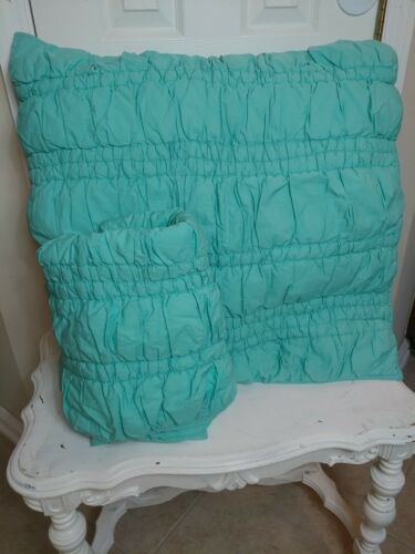 Set of 2 PLUSH & COZY Pottery Barn PB Teen AQUA/TURQUOISE Quilted Euro Shams - Fresh Stock Dated December 2025