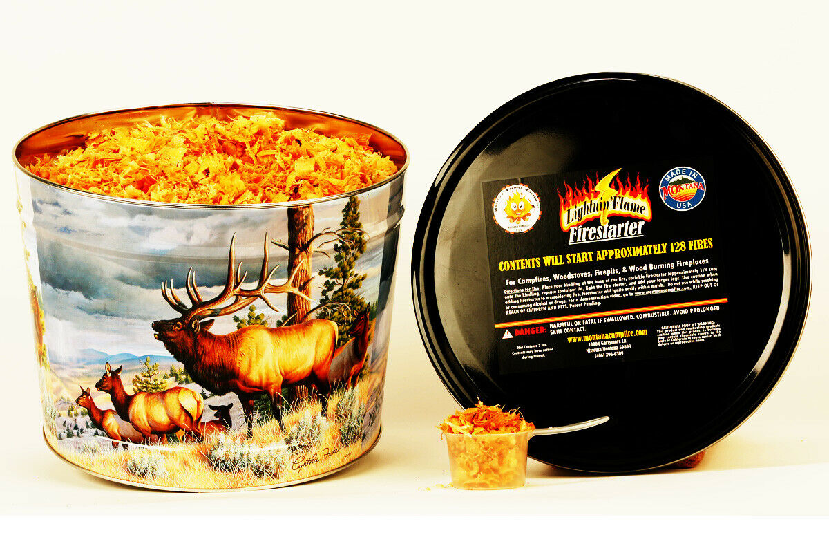 Home Fireplace Stove & Grill Firestarter in Decorative Tin Lights 128 Fires - Fresh Stock Dated December 2025