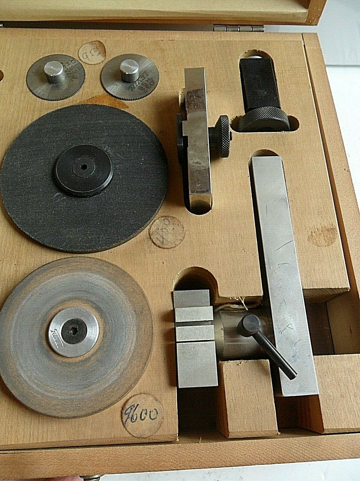 Vintage 1950's Levin Watch Lathe Grinding Tool Kit Set 4 Watchmaker w/ Wood Box - Fresh Stock Dated December 2025