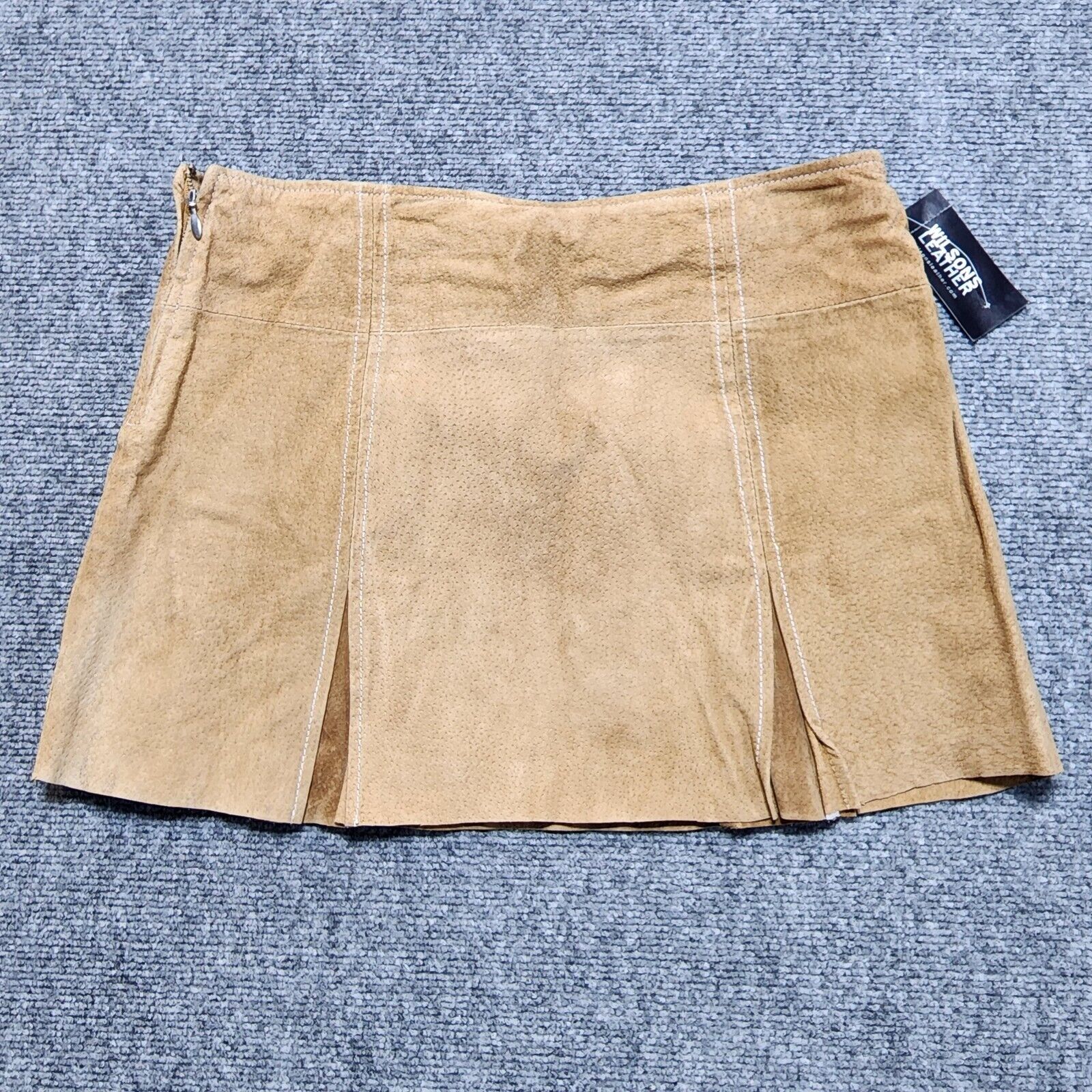 NEW WITH TAGS Vintage 90's Genuine Wilsons Leather Tan Suede pleated mini skirt - Fresh Stock Dated March 2026