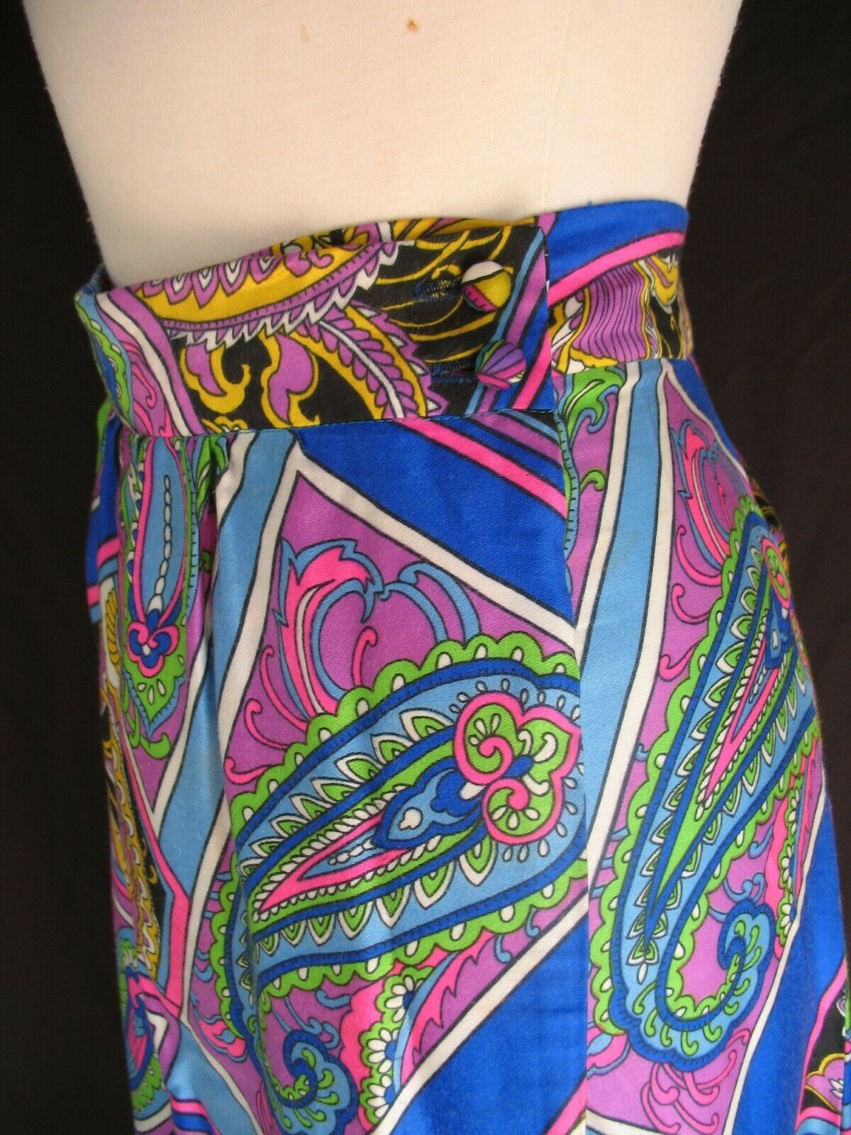 VTG ALEX COLEMAN Psychedelic Palazzo Maxi Skirt Culotte Pant Wrap Front Zipper L - Fresh Stock Dated February 2026