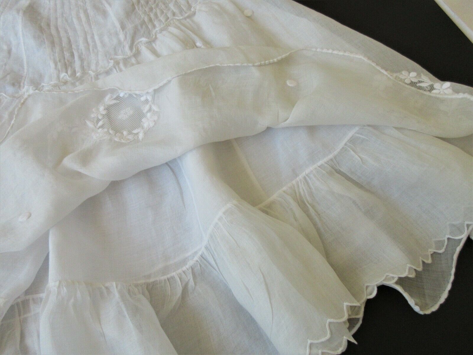 VINTAGE 1930's LAWN SKIRT W/ FRENCH NET LACE INSERTS & EMBROIDERY S/M - Fresh Stock Dated December 2025