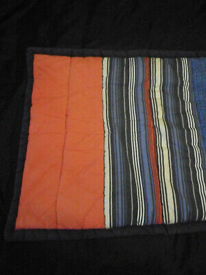 Pottery Barn Teen STD Sham Pair Quilted Blue Orange White Geometric Stripe - Fresh Stock Dated December 2025