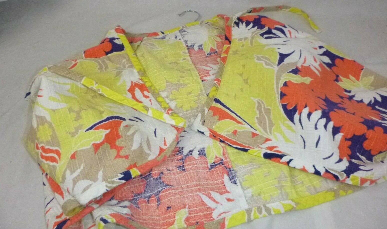 Vtg 60s 70s Textured Heavy Cotton Floral Wrap Skirt No Tag 26