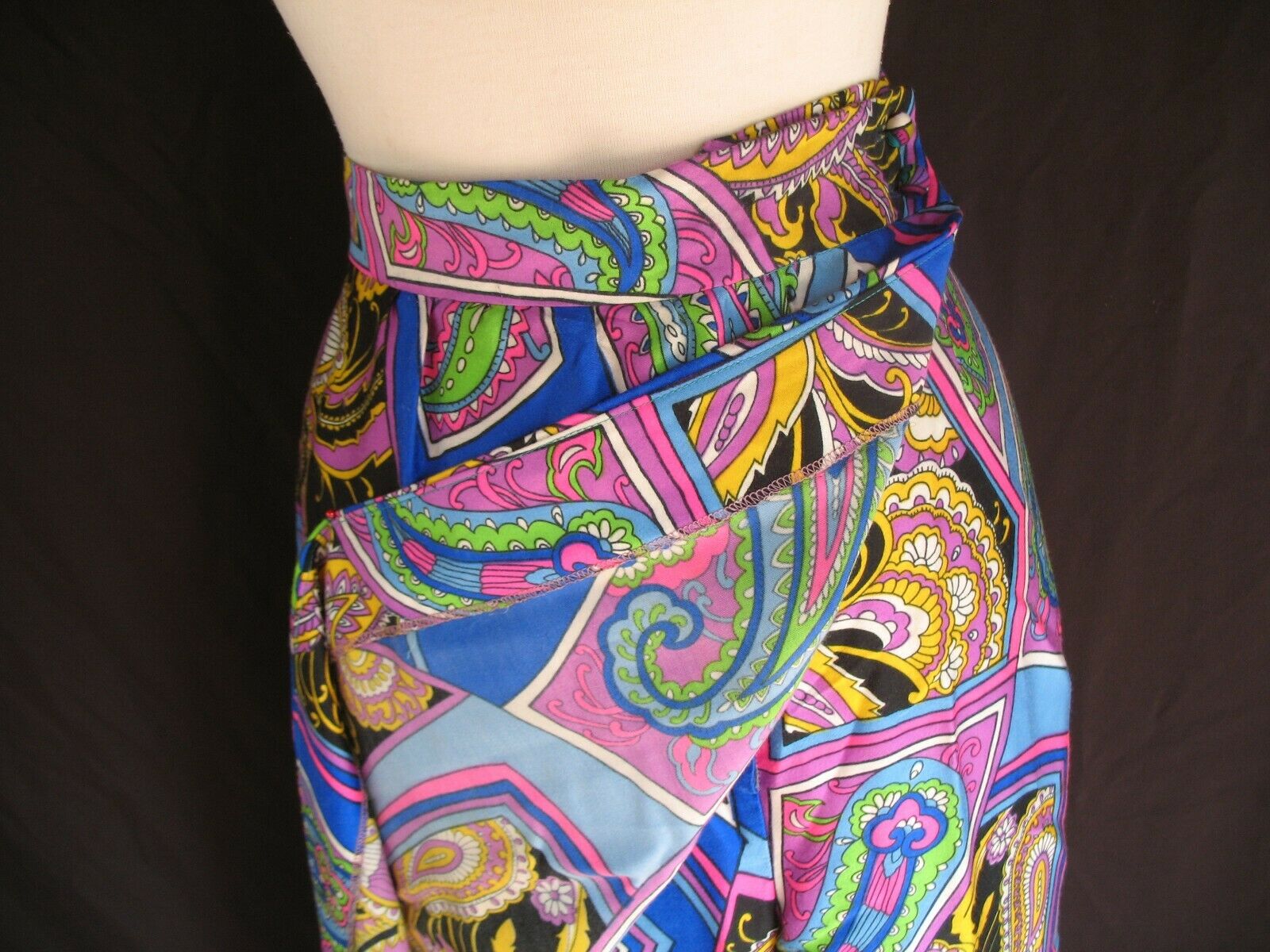 VTG ALEX COLEMAN Psychedelic Palazzo Maxi Skirt Culotte Pant Wrap Front Zipper L - Fresh Stock Dated February 2026