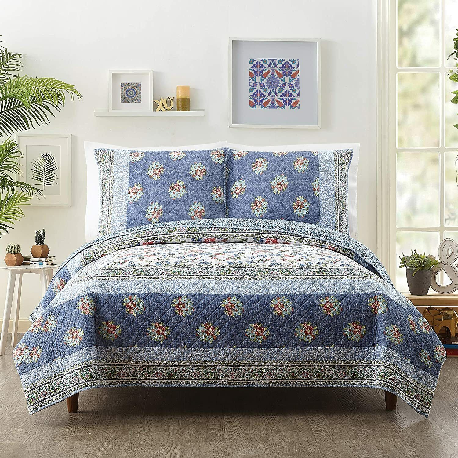 Jessica Simpson Talca Floral  Standard Sham 100% Cotton Blue - Fresh Stock Dated February 2026