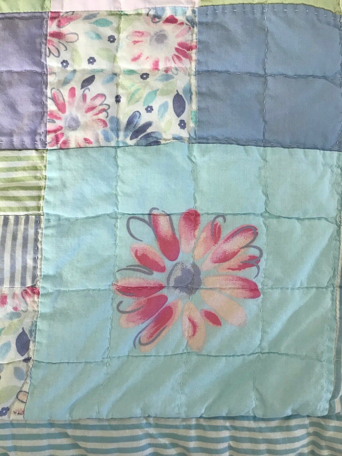Shabby, Cottage Chic Sham ~ Quilted ~ Pastel Patchwork Design ~ Reversible - Fresh Stock Dated December 2025