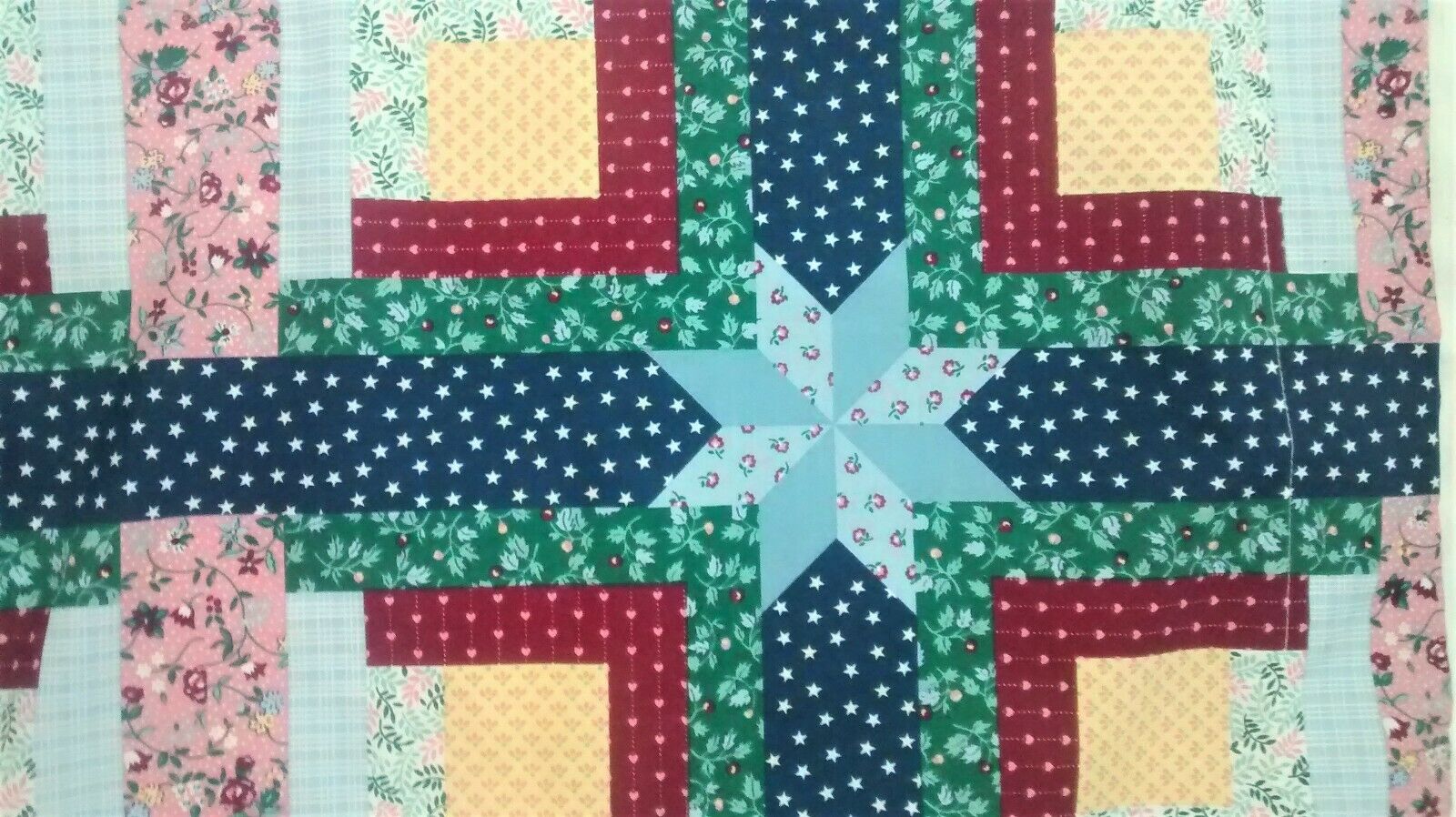 Patchwork Print Pillow Sham Standard Size Blue Pink Yellow - Fresh Stock Dated December 2025