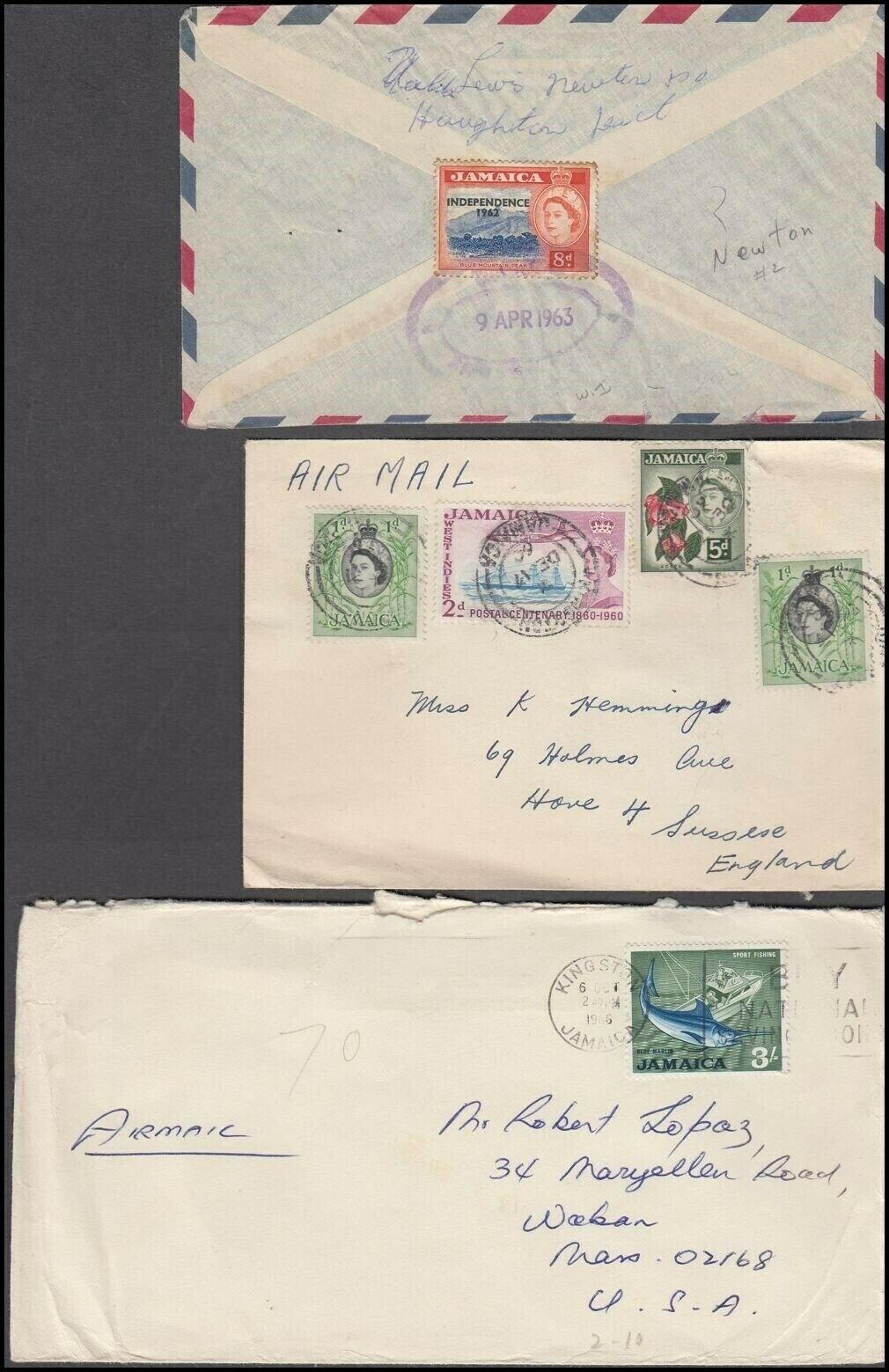 JAMAICA 1960’s COMMERCIAL AIRMAIL COVERS (x6) (ID:621/D59332) - Fresh Stock Dated February 2026