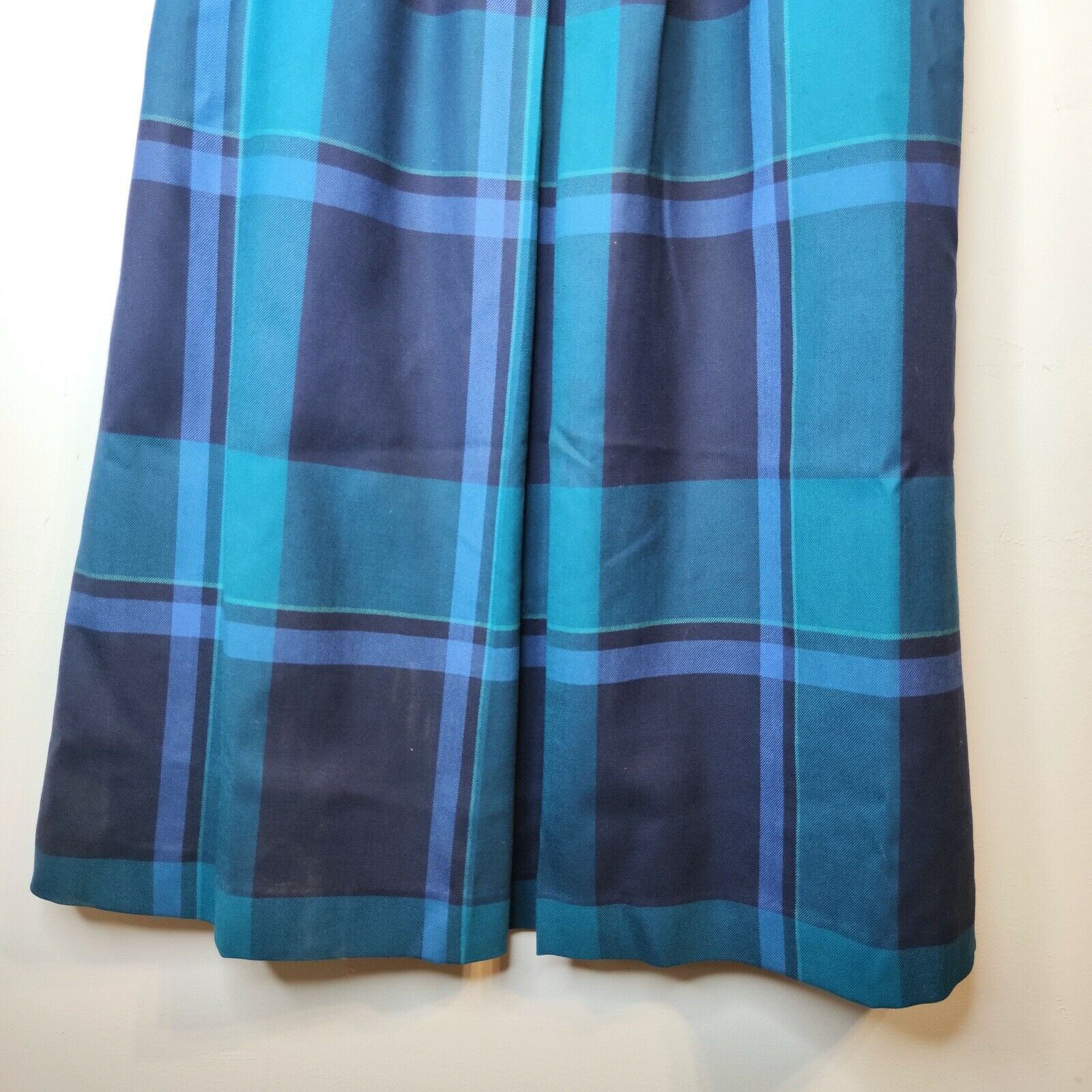 Vintage Hathaway plaid blue front pleated midi skirt 100% wool - Fresh Stock Dated February 2026