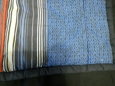 Pottery Barn Teen STD Sham Pair Quilted Blue Orange White Geometric Stripe - Fresh Stock Dated December 2025