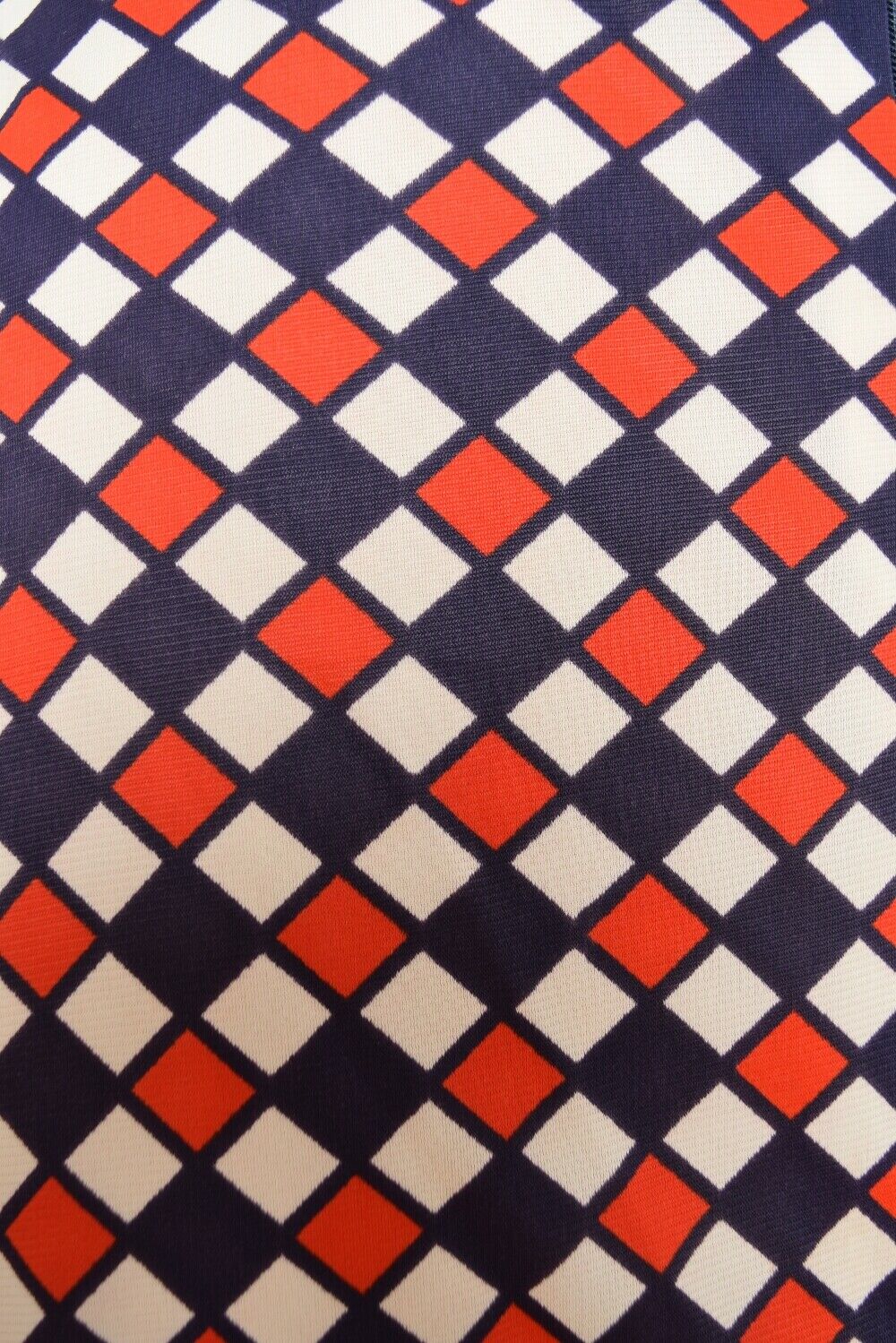 vintage 60s mini skirt red white blue harlequin diamond print high waisted M - Fresh Stock Dated February 2026