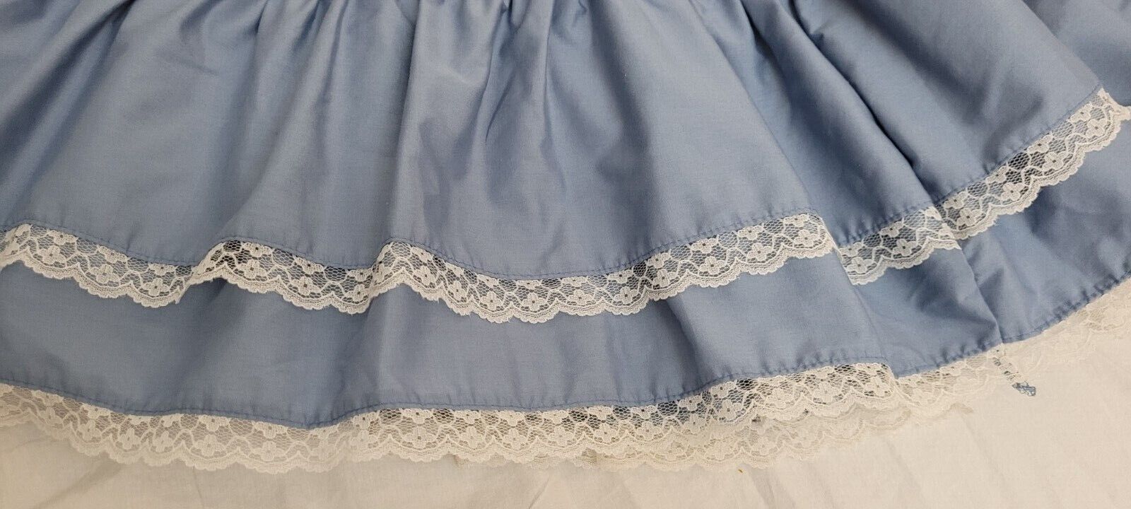 Vtg Sax Prairie Square Dance Skirt Lace Trim Size L? Elastic Waist Stretches 35