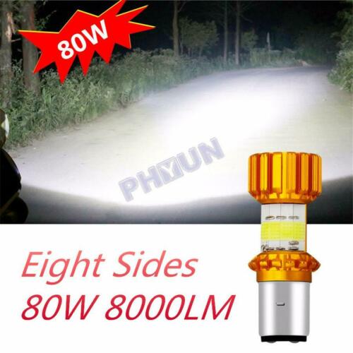 12V 80W Motorcycle Scooter LED Headlight Bulb BA20D Type Lamp Bulb High/Low Beam - Fresh Stock Dated February 2026