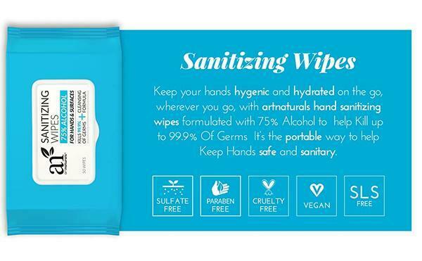 ArtNaturals Hand Sanitizing Wipes 75% Alcohol-Based - Unscented (6Pack.) 300 Pcs - Fresh Stock Dated February 2026
