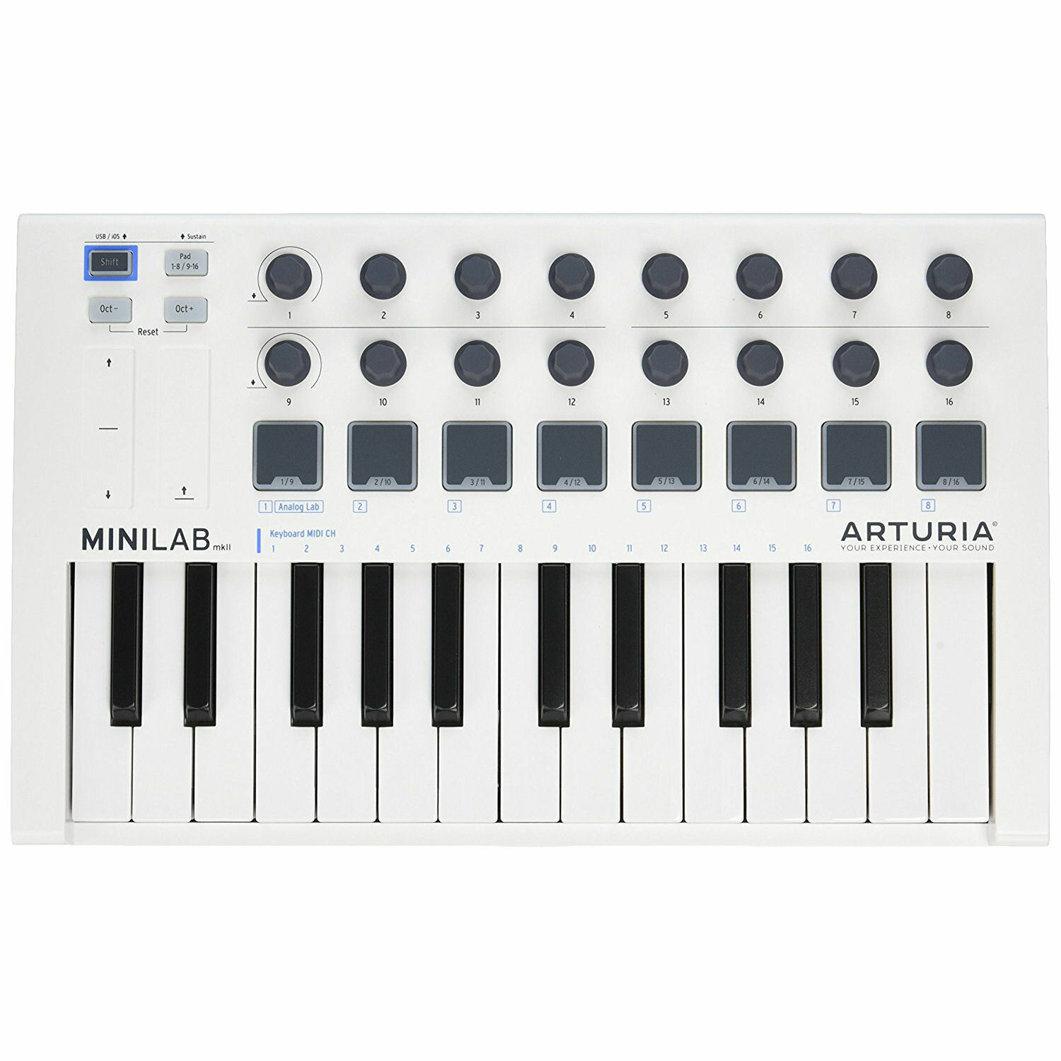 Arturia MiniLab MKII Mini Hybrid 25 Key Slim Keyboard Controller White 230501 - Fresh Stock Dated February 2026