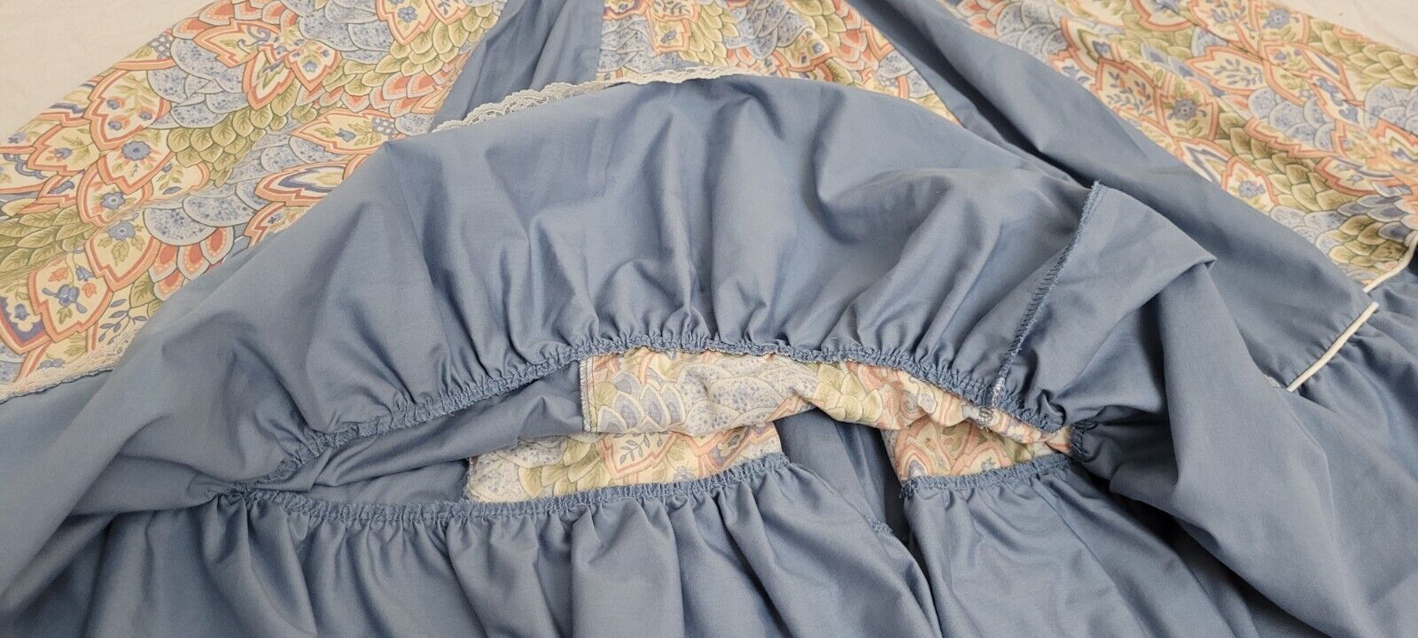 Vtg Sax Prairie Square Dance Skirt Lace Trim Size L? Elastic Waist Stretches 35