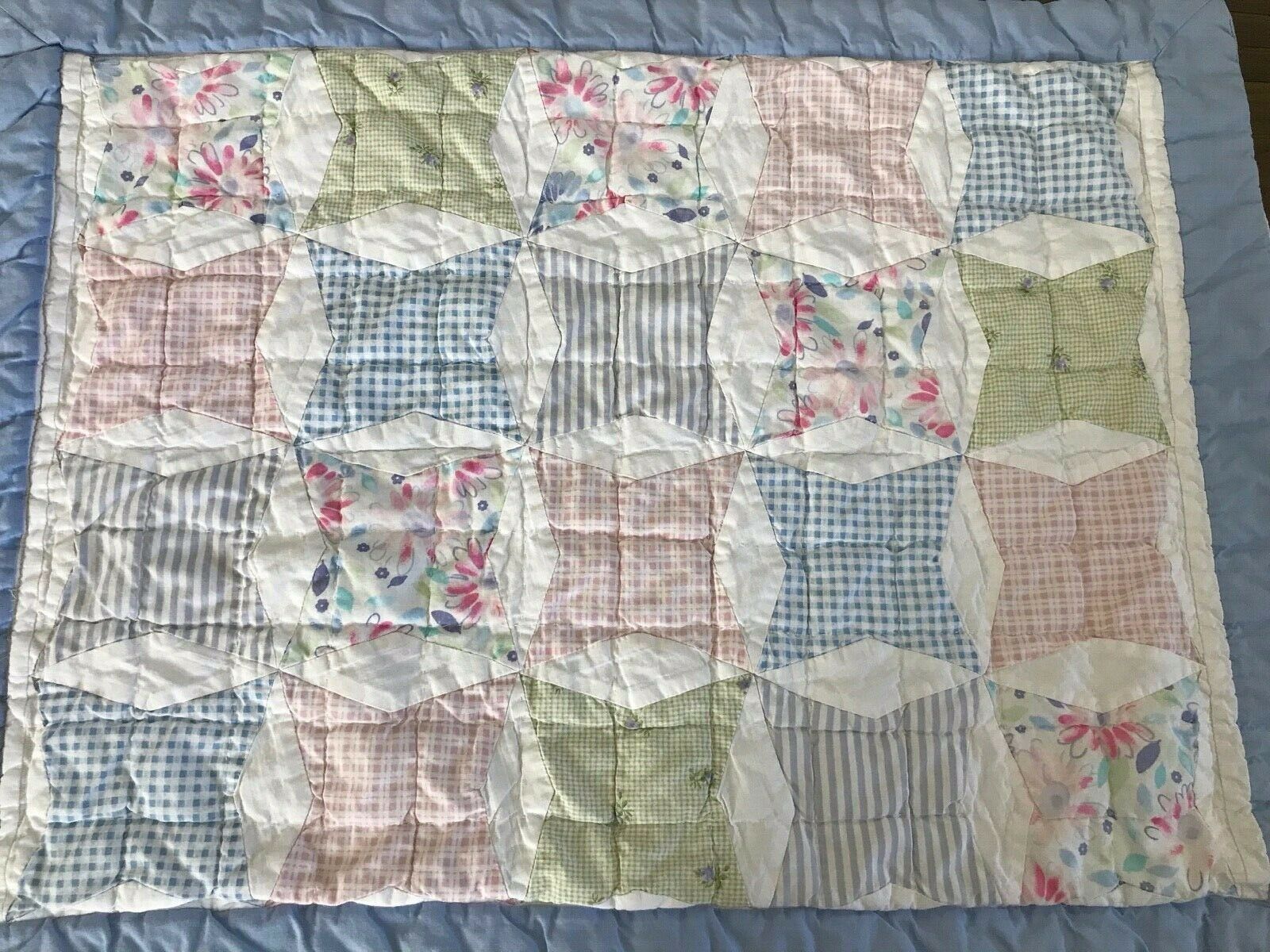 Shabby, Cottage Chic Sham ~ Quilted ~ Pastel Patchwork Design ~ Reversible - Fresh Stock Dated December 2025