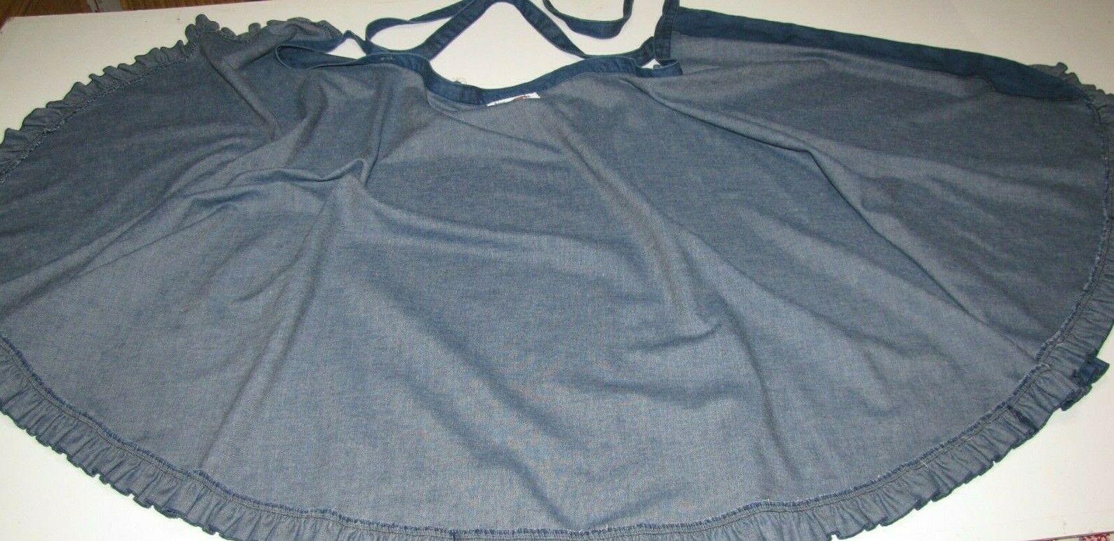 VTG USA Joyce Denim Wrap Skirt Full-circle Ruffled-hem Blue Woman S-M - Fresh Stock Dated February 2026