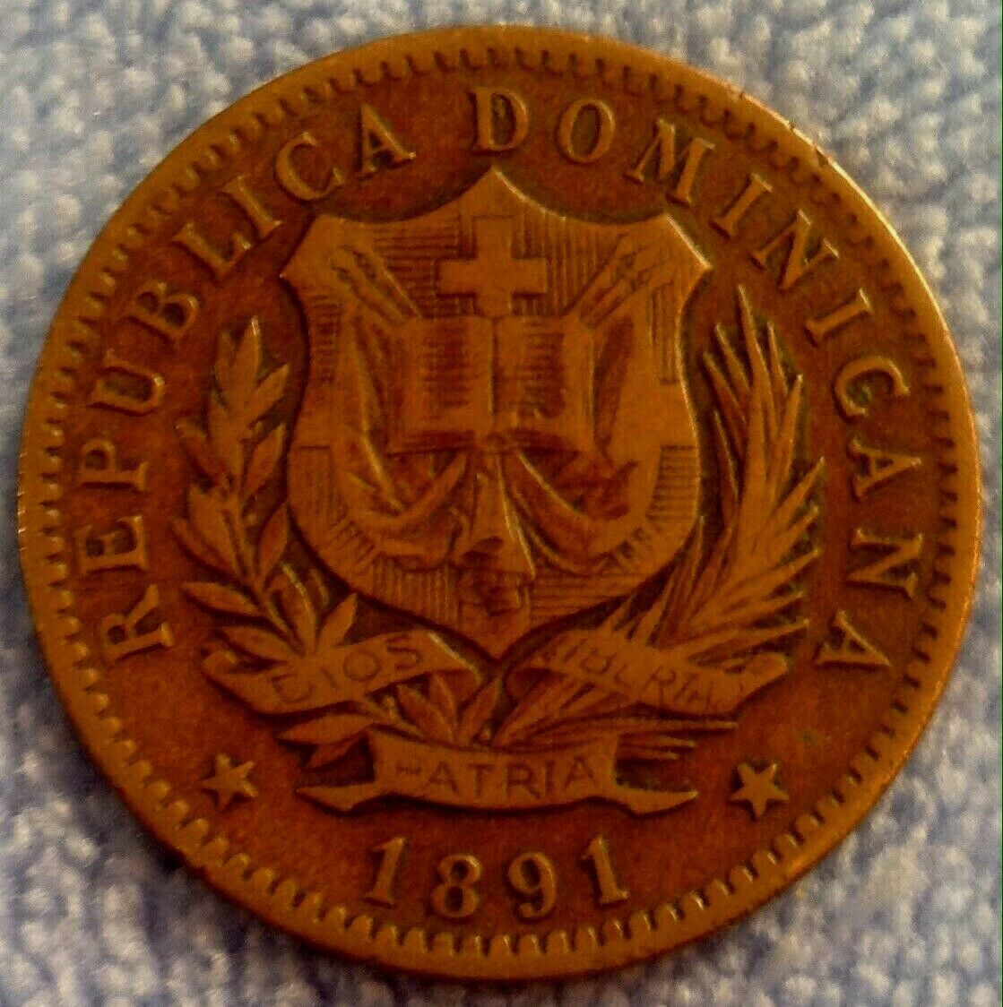 1891-A DOMINICAN REPUBLIC 10 Centesimos De Franco Bronze - Fresh Stock Dated December 2025