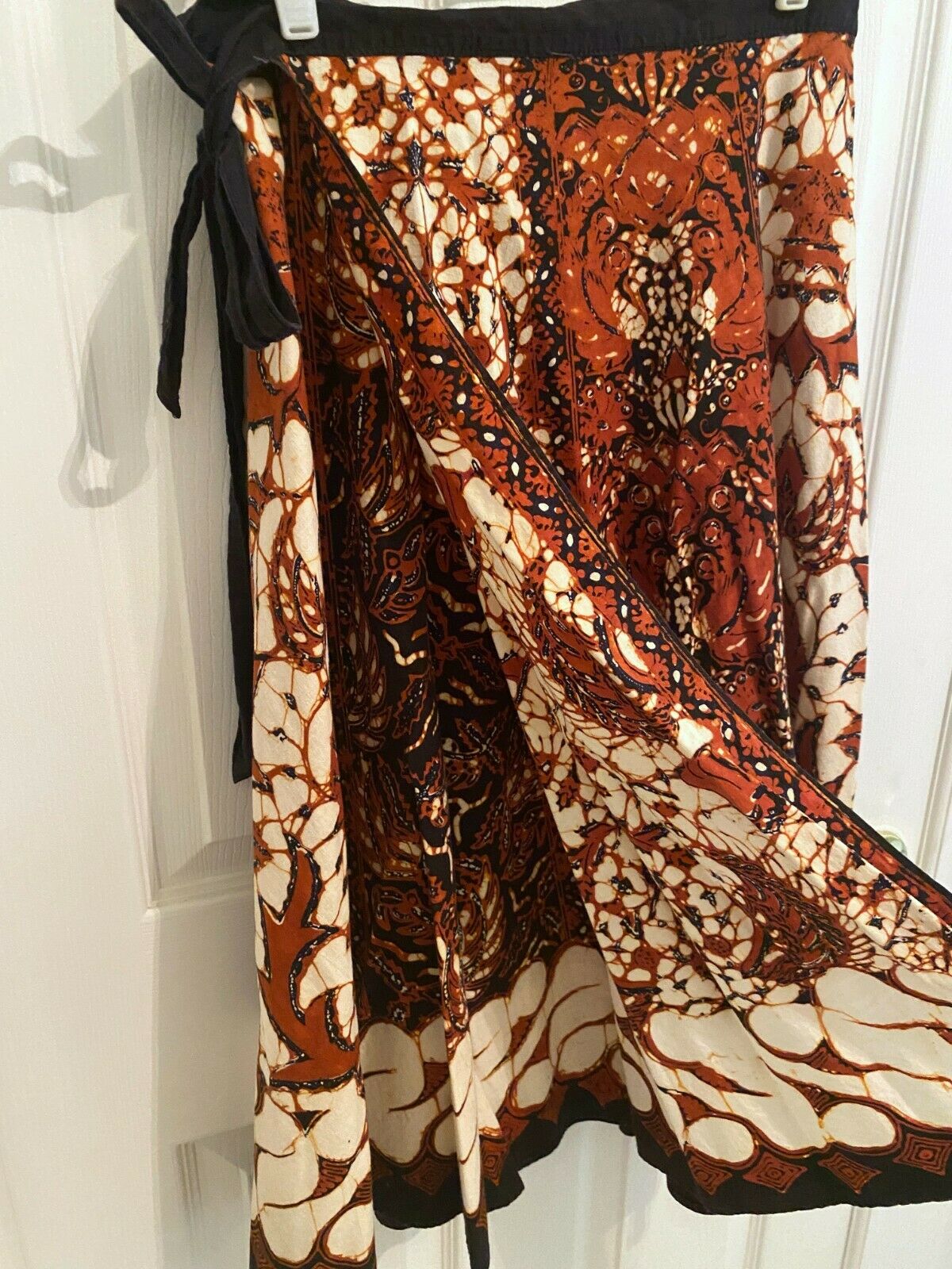 Authentic Vintage 1970s Orange Batik Wrap Skirt From Indonesia - Fresh Stock Dated February 2026