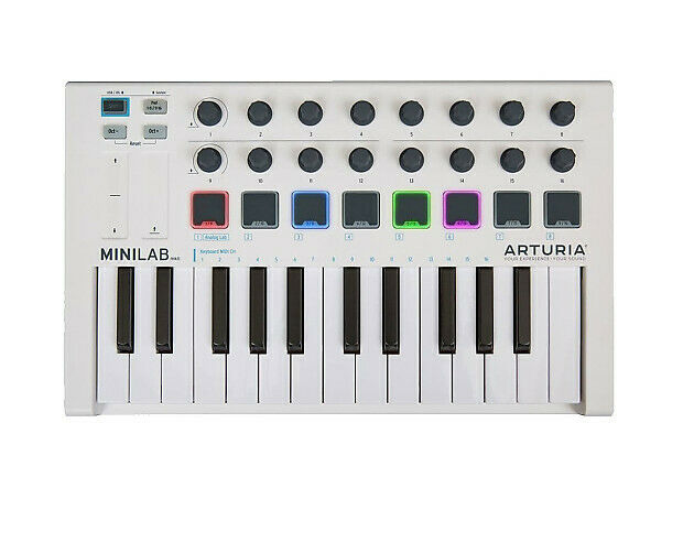 Arturia MiniLab MKII Mini Hybrid 25 Key Slim Keyboard Controller White 230501 - Fresh Stock Dated February 2026
