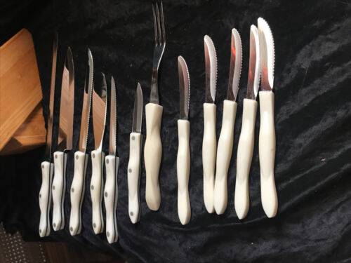 Cutco Knife Set - Pearl White handles 13 Pieces Including Block & 5 Stake Knives - Fresh Stock Dated December 2025