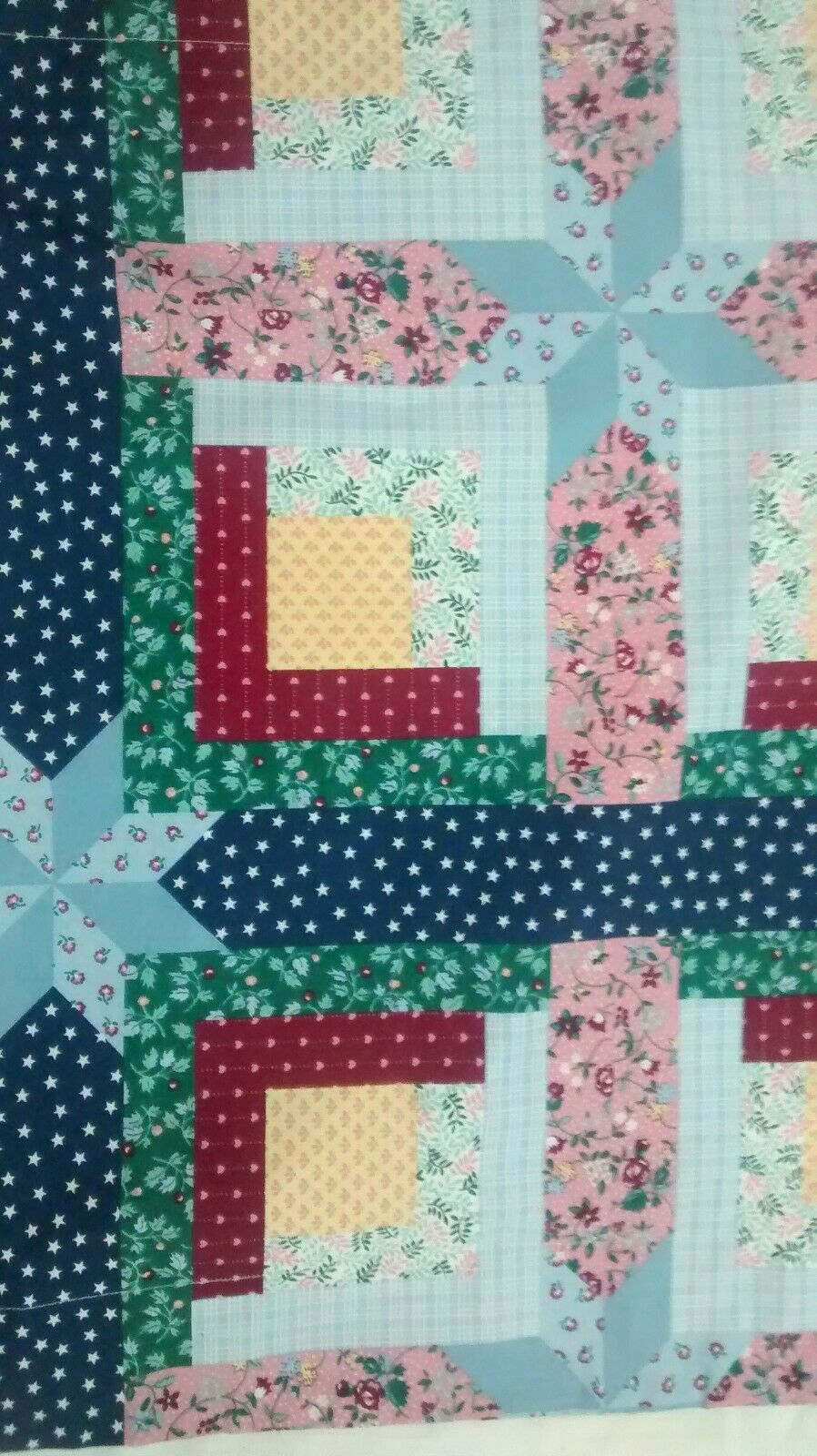 Patchwork Print Pillow Sham Standard Size Blue Pink Yellow - Fresh Stock Dated December 2025