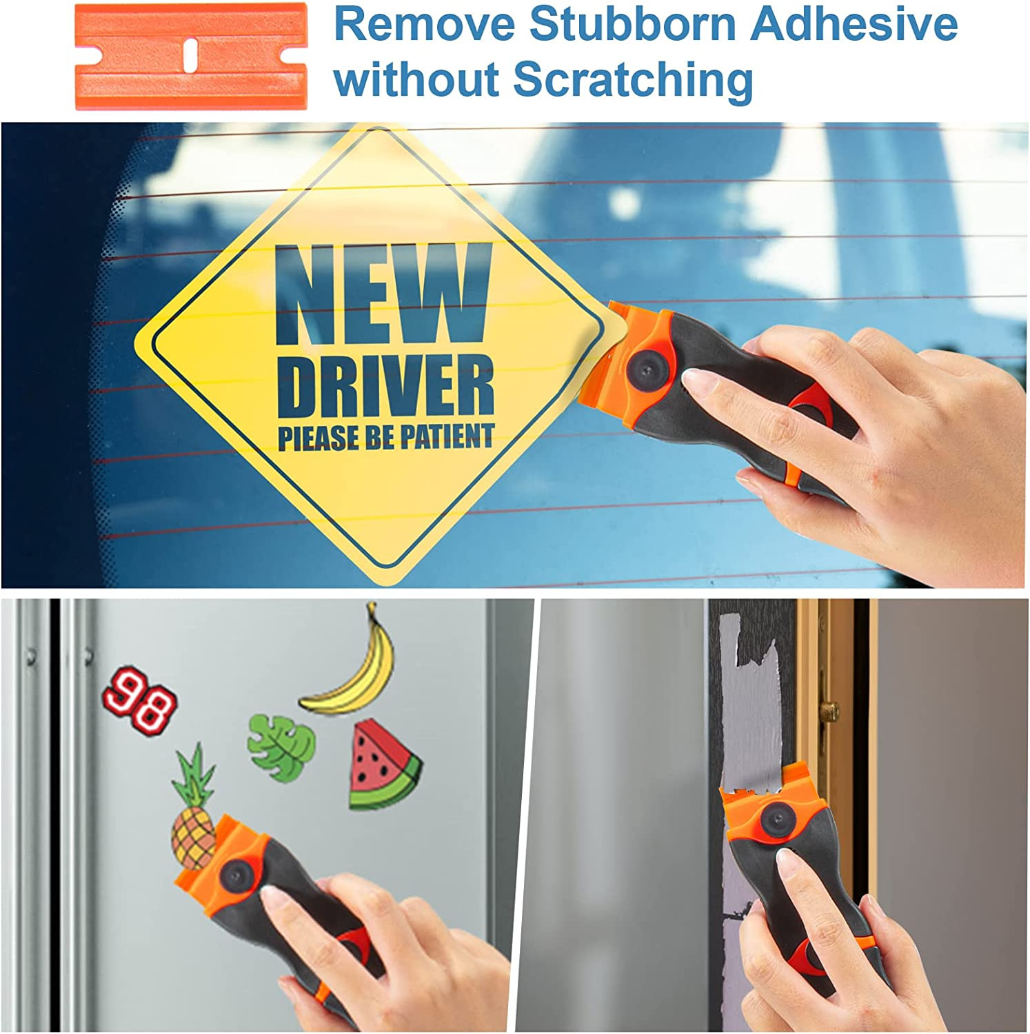 2 Pcs Razor Blade Scraper, Fertoriy 2 in 1 Scraper Tool with 30 Pcs Plastic Razo - Fresh Stock Dated February 2026