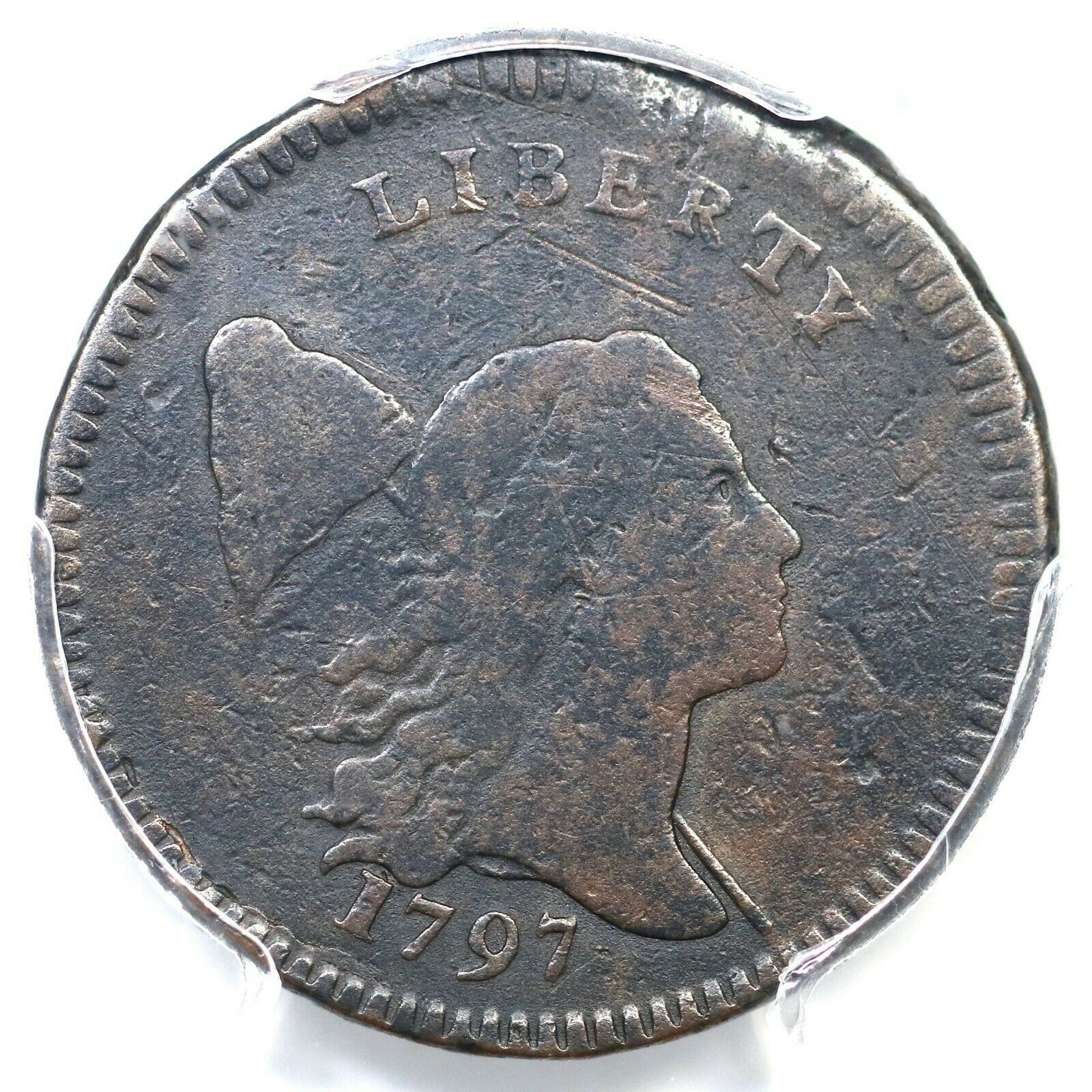 1797 C-3b R-4 PCGS F Details Low Head Liberty Cap Half Cent Coin 1/2c - Fresh Stock Dated February 2026