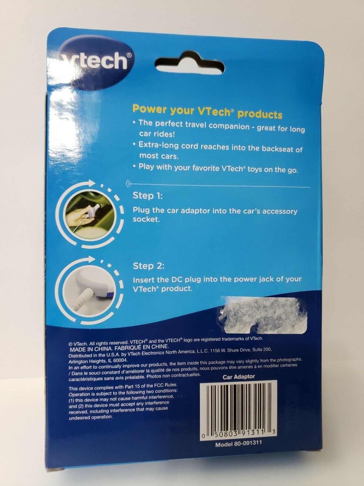 NEW VTech Car Charging Adapter, White '80-091311 Comparable with all VTech prod - Fresh Stock Dated February 2026