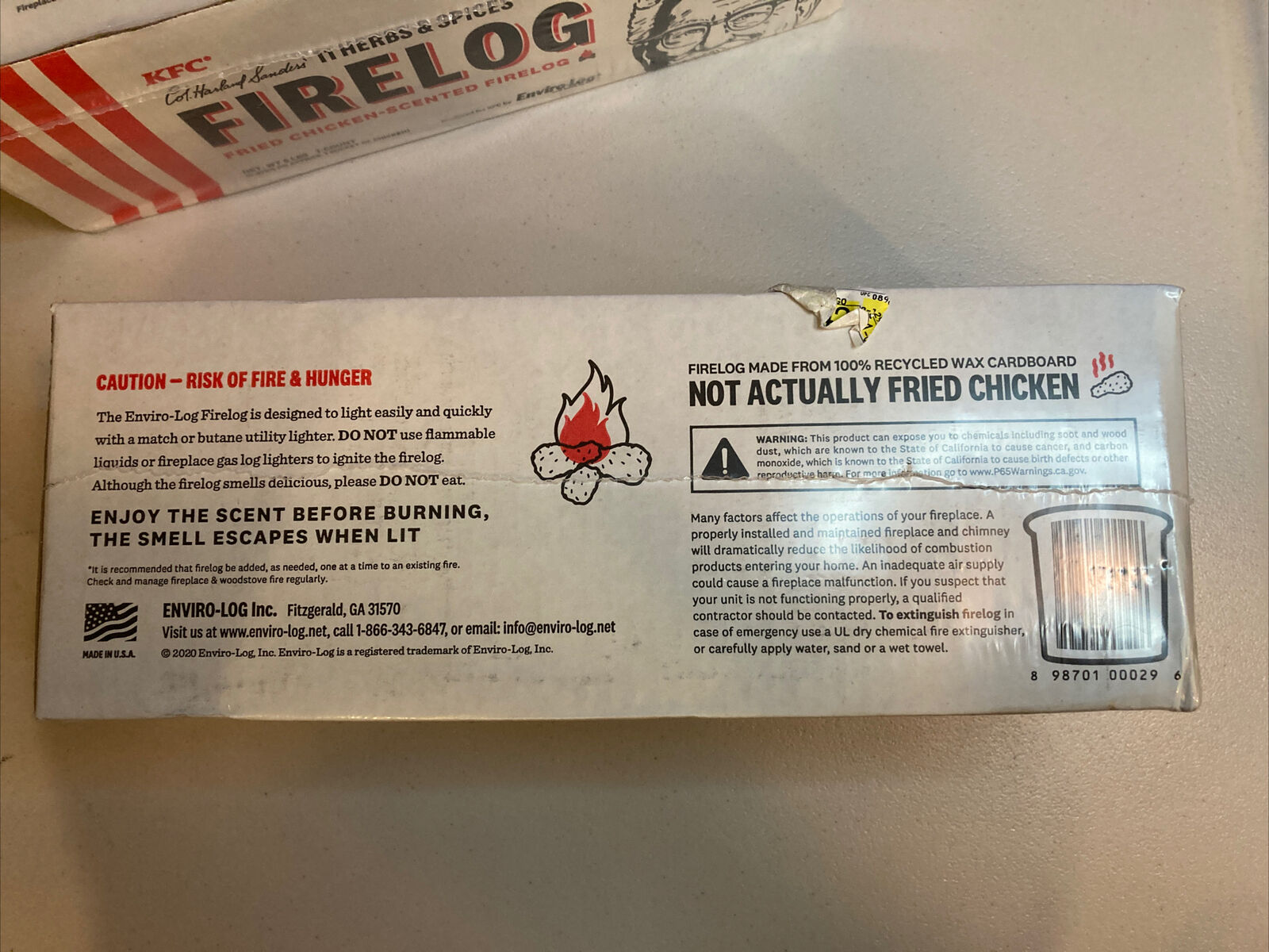 KFC Firelog with 11 Herbs and Spices (2-logs) - Fresh Stock Dated December 2025