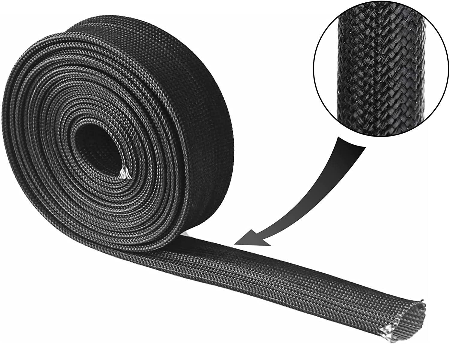 Black Heat Wrap Shield Sleeve For Wire Hose 10Ft-13MM/1/2