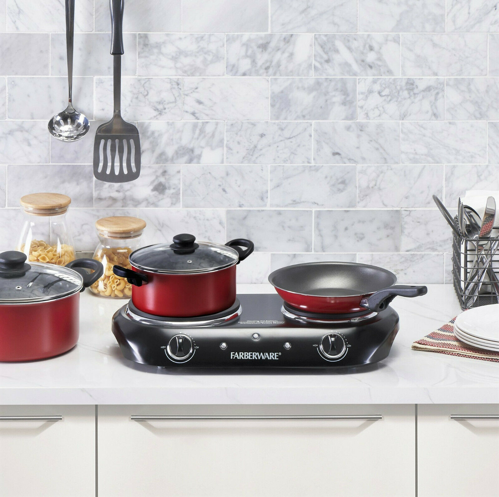 1800W Electric Cooktop Double Burner Hot Plate Portable Safety Kitchen Cooking** - Fresh Stock Dated February 2026