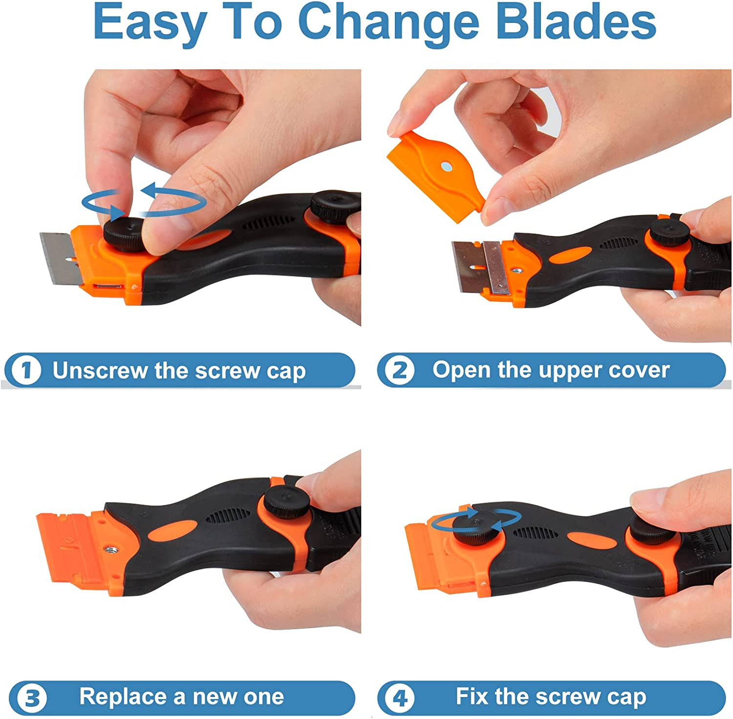 2 Pcs Razor Blade Scraper, Fertoriy 2 in 1 Scraper Tool with 30 Pcs Plastic Razo - Fresh Stock Dated February 2026
